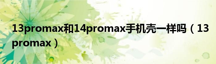 13promax和14promax手机壳一样吗（13promax）