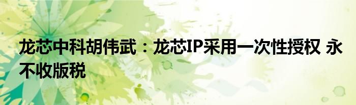 龙芯中科胡伟武：龙芯IP采用一次性授权 永不收版税